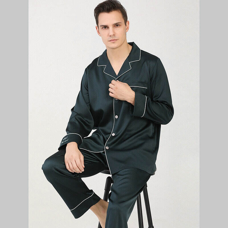 22 momme embroidered Silk pajamas for men T909508S00