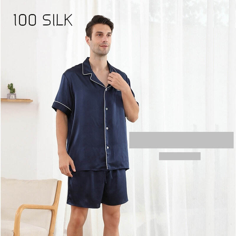 Pyjama court en soie pour hommes, vente en gros, 230704S05