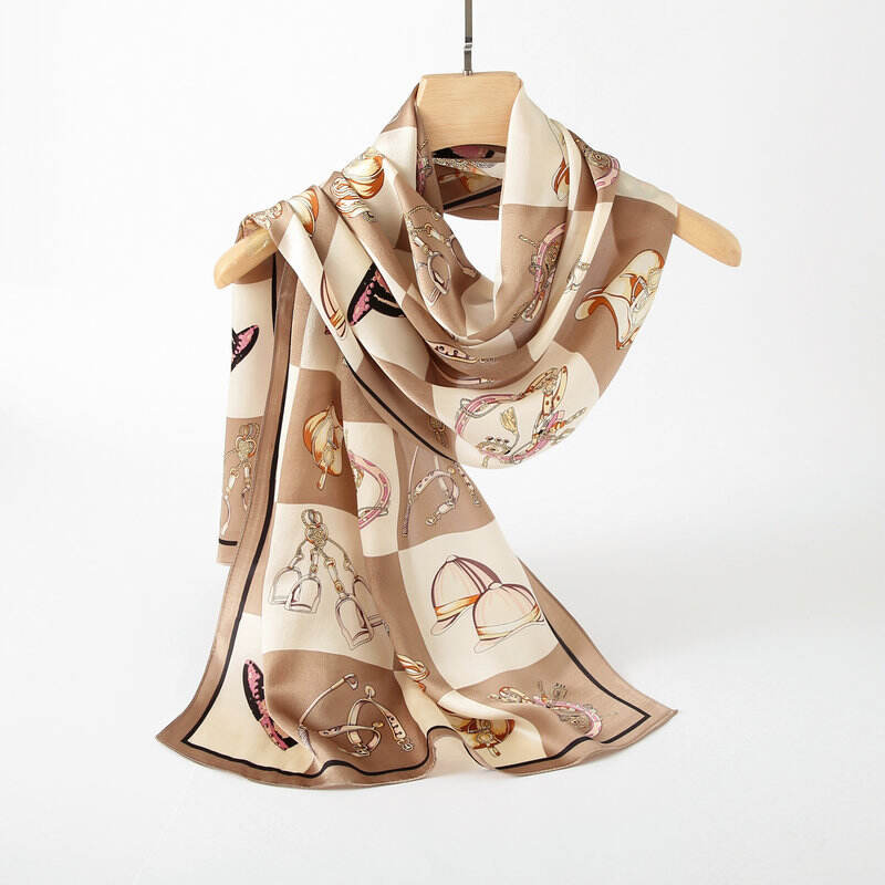 Print silk Long scarf L128909