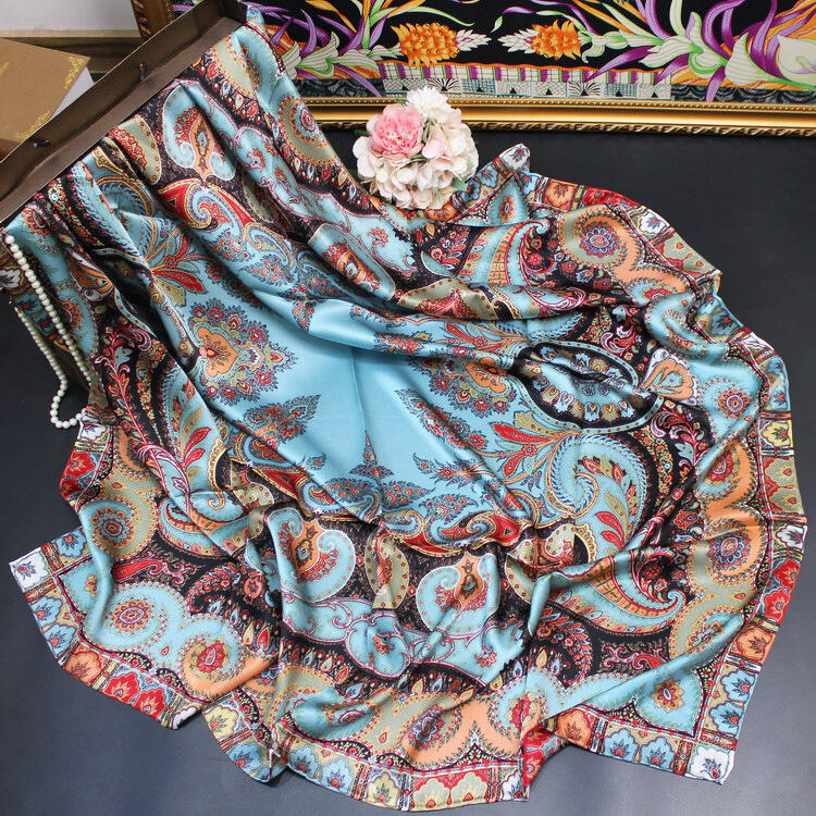 digital printed silk satin scarf 110194