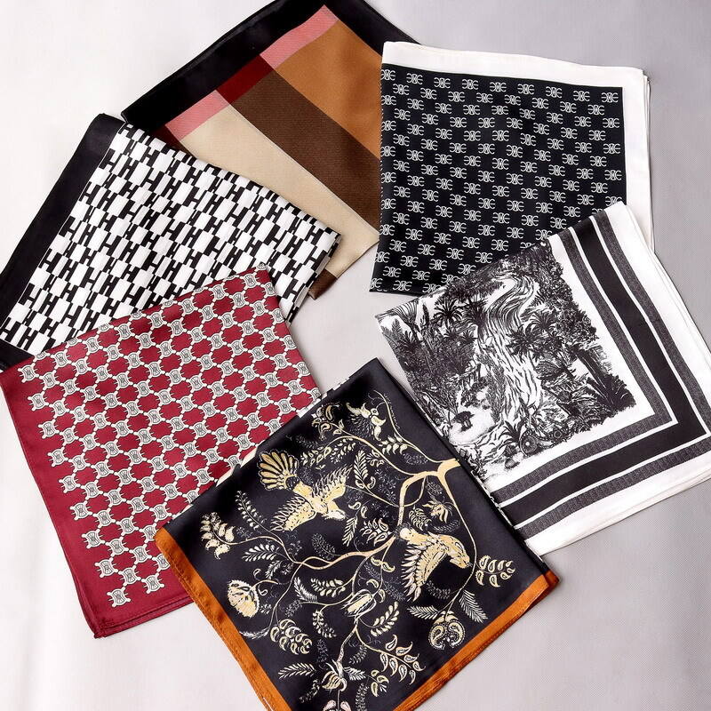 Printed Silk Satin Scarf sa26