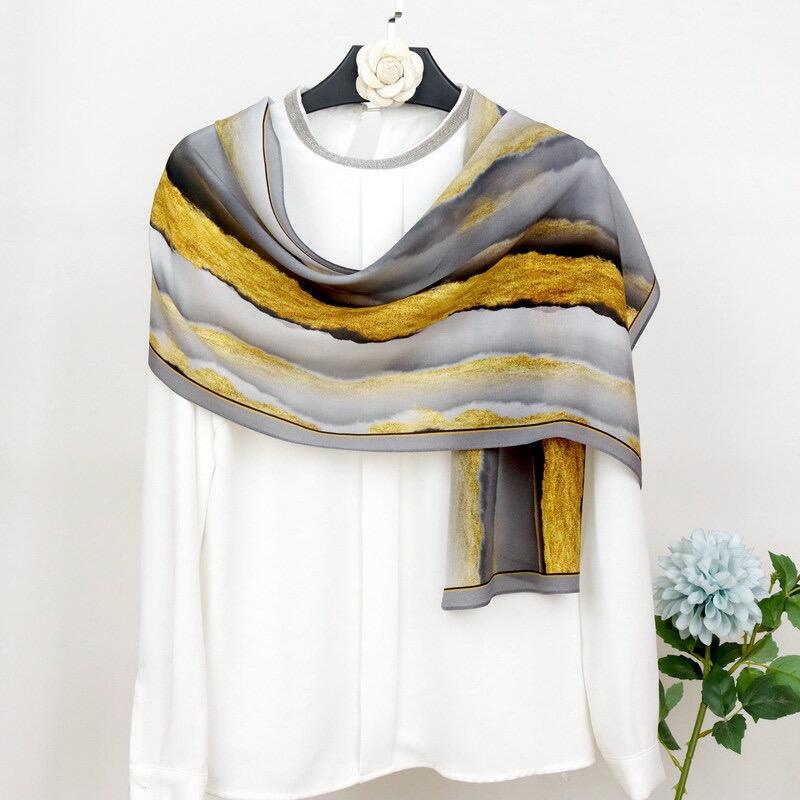 digital printed silk crepe de chine scarf