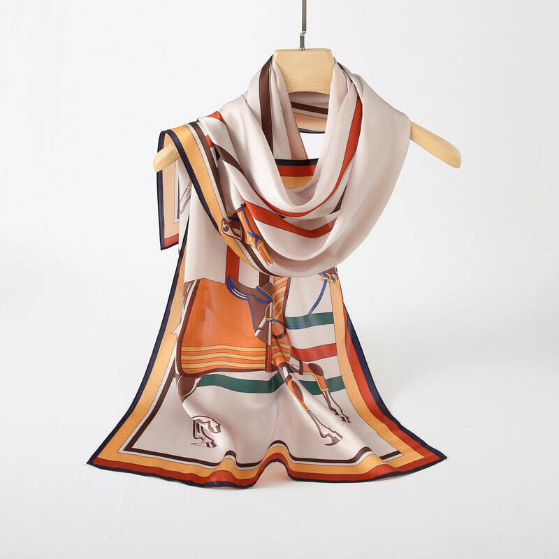 Print silk Long scarf L128913