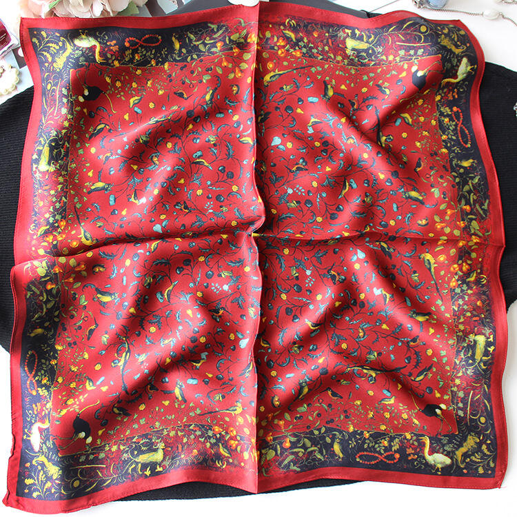 Printed Silk Satin Scarf 5540