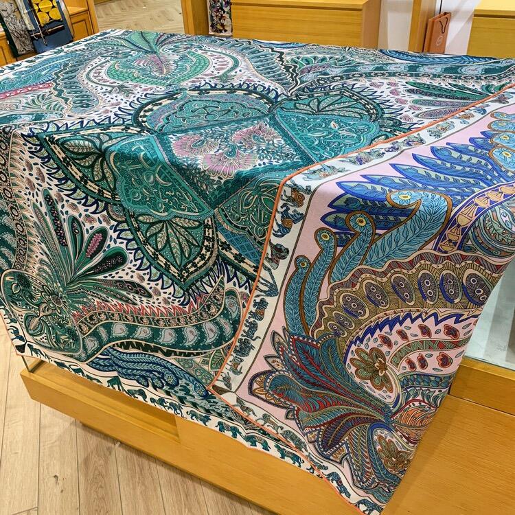 140CM print silk wool scarf