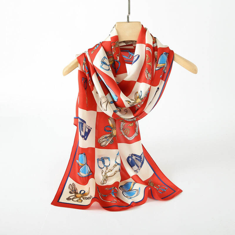 Print silk Long scarf L128936