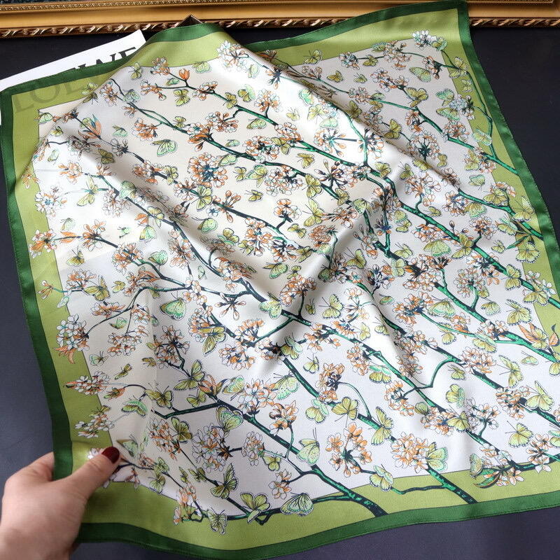 70cm print silk satin scarf 