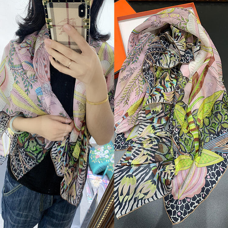 digital printed silk chiffon scarf 140199