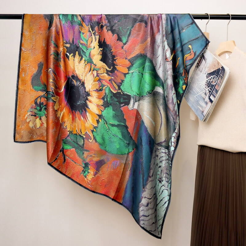 digital printed silk satin scarf 110123013