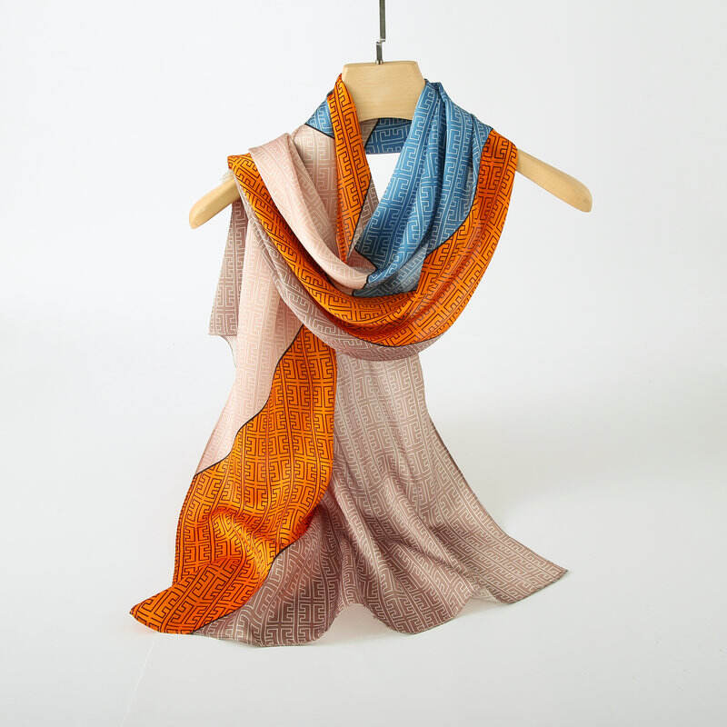 Print silk Long scarf L128934