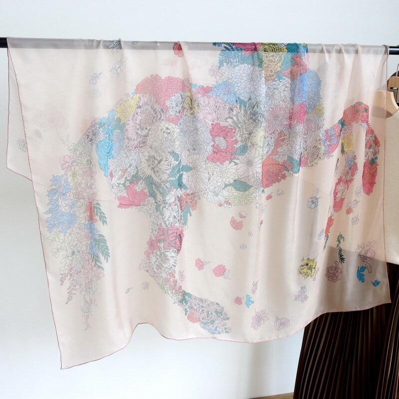 digital printed silk chiffon scarf 140323004