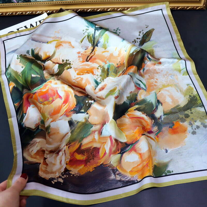 70cm print silk satin scarf