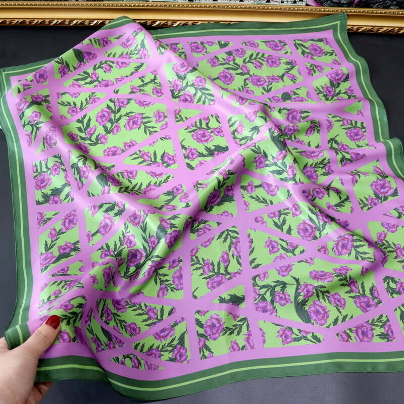 70cm print silk satin scarf 