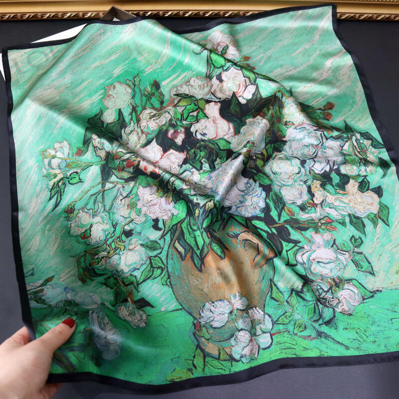 70cm print silk satin scarf 