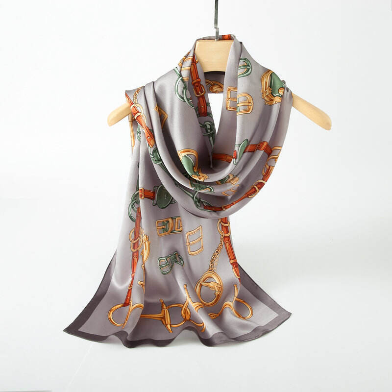 Print silk Long scarf L128925