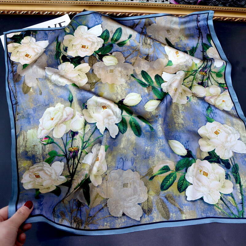 70cm print silk satin scarf 