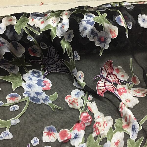 print burnt-out silk chiffon fabric