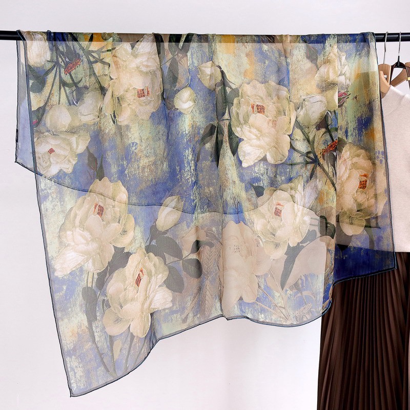 digital printed silk chiffon scarf 140323009