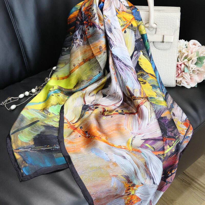 digital printed silk satin scarf 110378