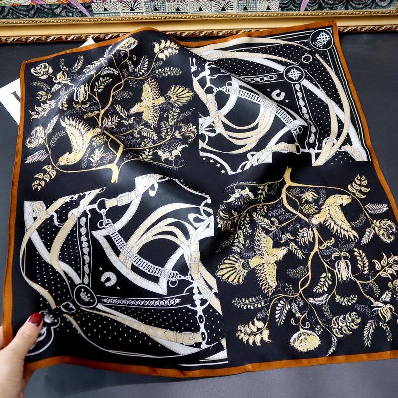 70cm print silk satin scarf 