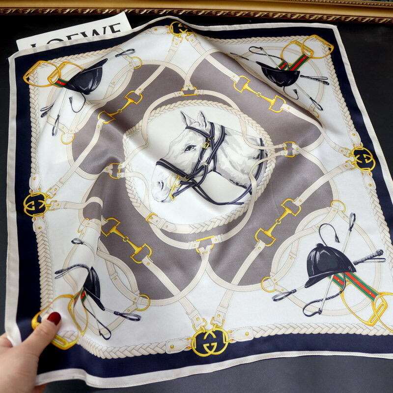 70cm print silk satin scarf 