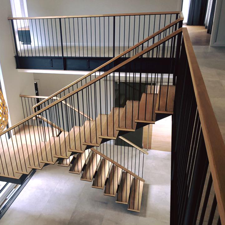 modern custom mono beam stairs glass led light mono stringer floating stairs white oak stair treads details