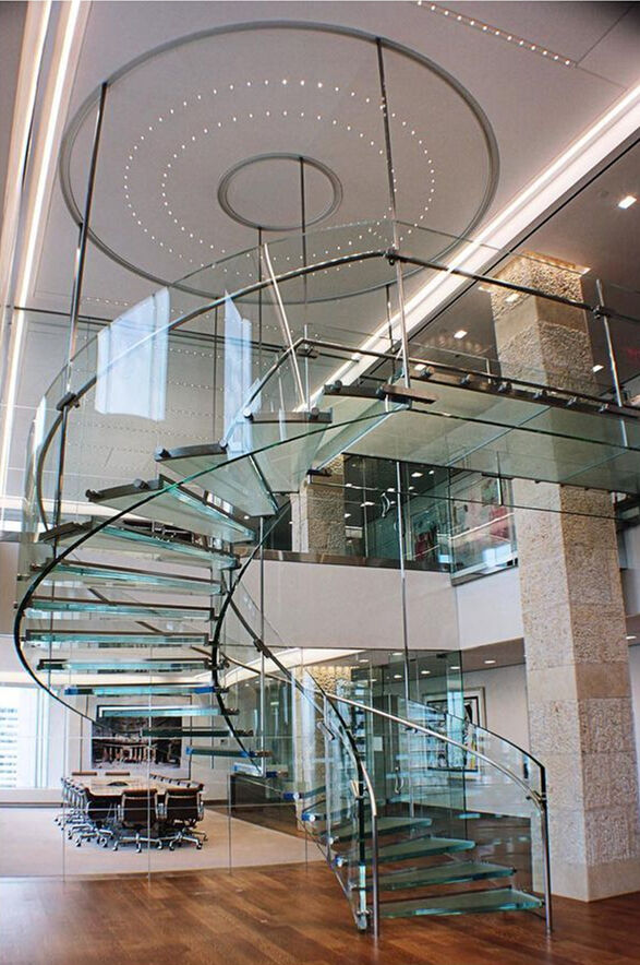 Luxury modern custom led light floating wooden curved staircase interior staircase save space wood floating stairs factory