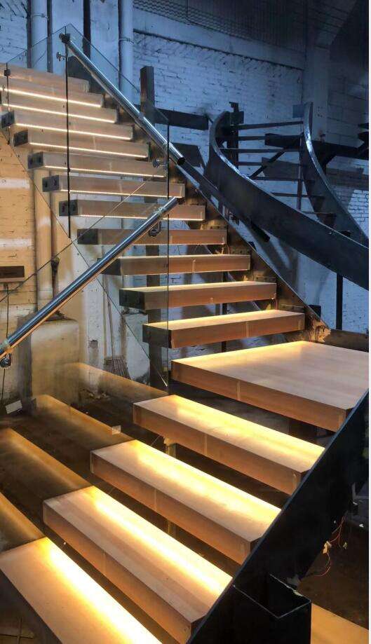 modern stairs glass led light floating staires indoor save space spiral staircase for sale details