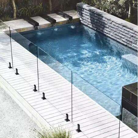 DBM Swimming Pool Fence with 10-12mm Tempered Glass and Adjustable Stainless steel Glass Spigots details