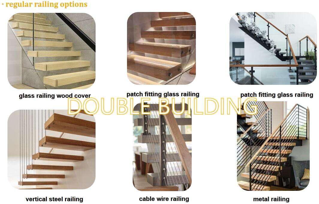 Modern design Interior zig zag stairs basalt stair step and tempered glass panel railing handrail staircase system factory