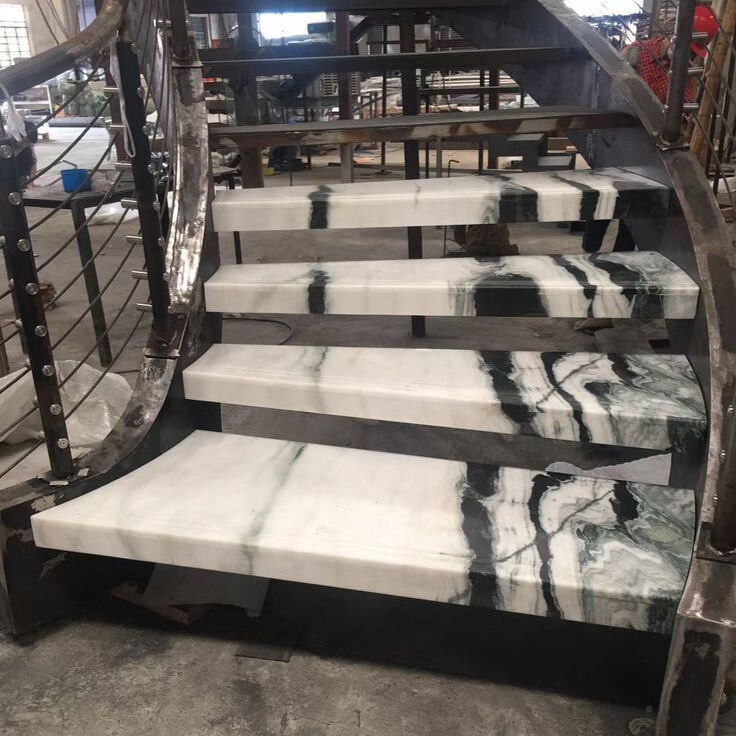 Customized Stainless Steel Marble curved Stairs Easy Installation Curved Indoor Design for Modern Hotels manufacture