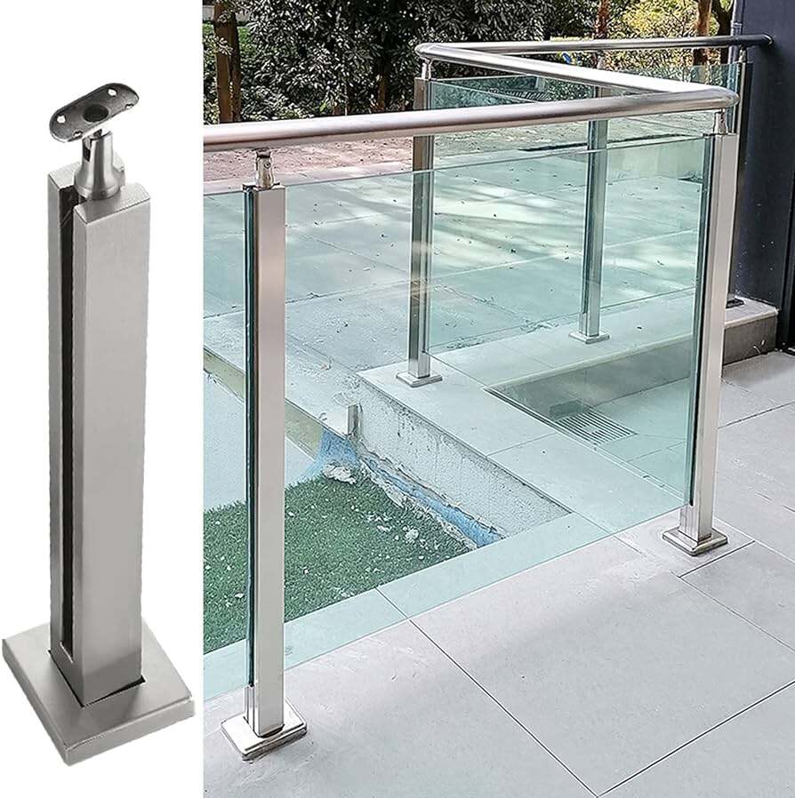 Modern design stair railing baluster system balcony glass railing post details