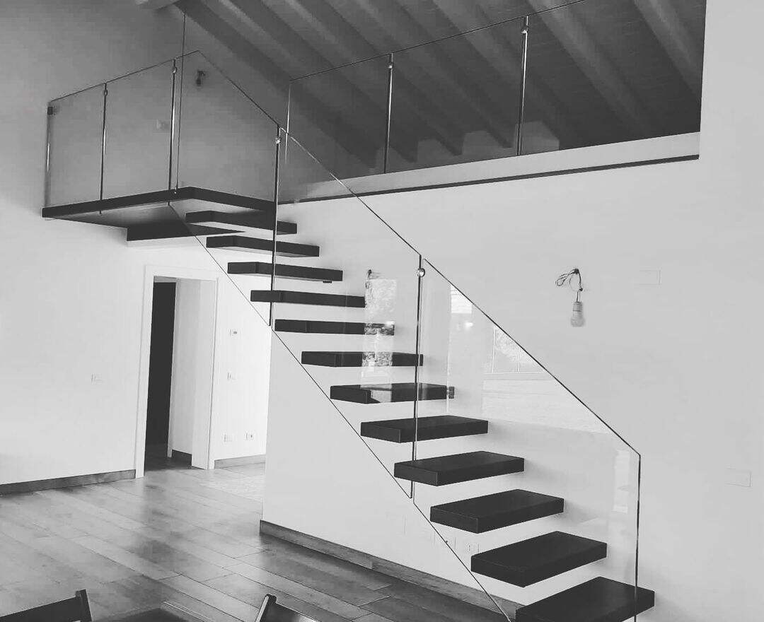 Fancy design embedded steel stringer white oak open wood steps cantilever floating stairs with railings from Foshan factory factory