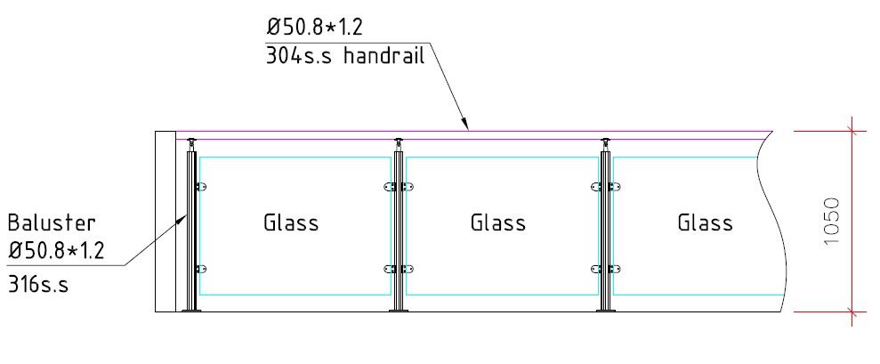 Modern design stair railing baluster system balcony glass railing post details