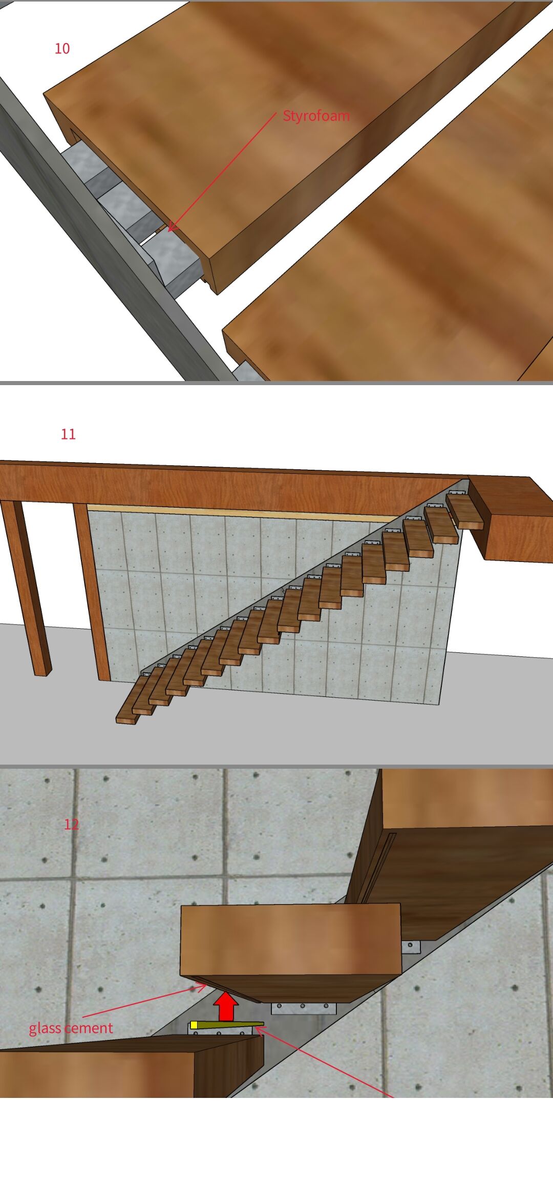 DB Interior Wooden Box Tread Staircase Floating Straight Stairs Customized Stairs designs details