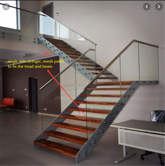 Open Wood Curved Staircase Design Glass Handrail Stainless Steel Railing Metal Contemporary Indoor Stairs factory