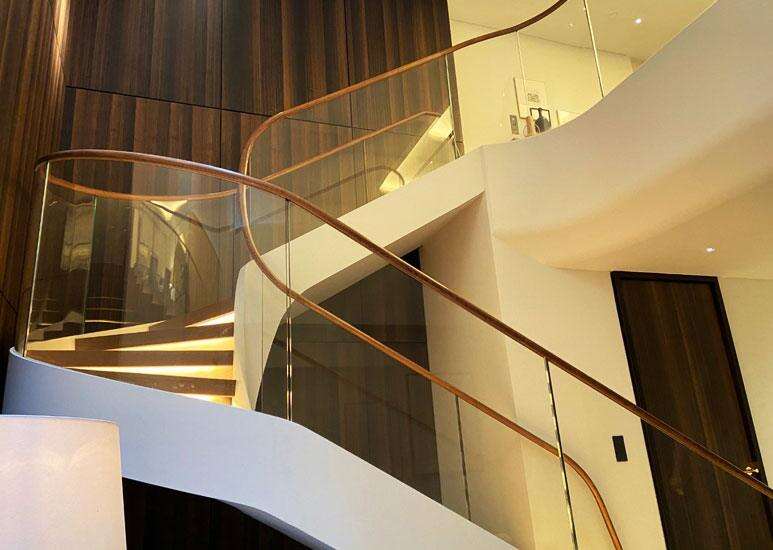 spiral staircase customized and DIY elegant curved wooden staircase wrought iron railing & handrail for stairs