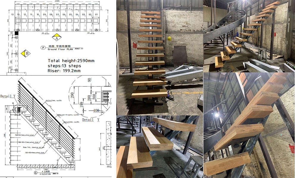 standard modern interior straight staircase led light with sensor wall lights floating staircase wooden tread supplier