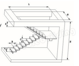 Modern design Interior zig zag stairs basalt stair step and tempered glass panel railing handrail staircase system supplier