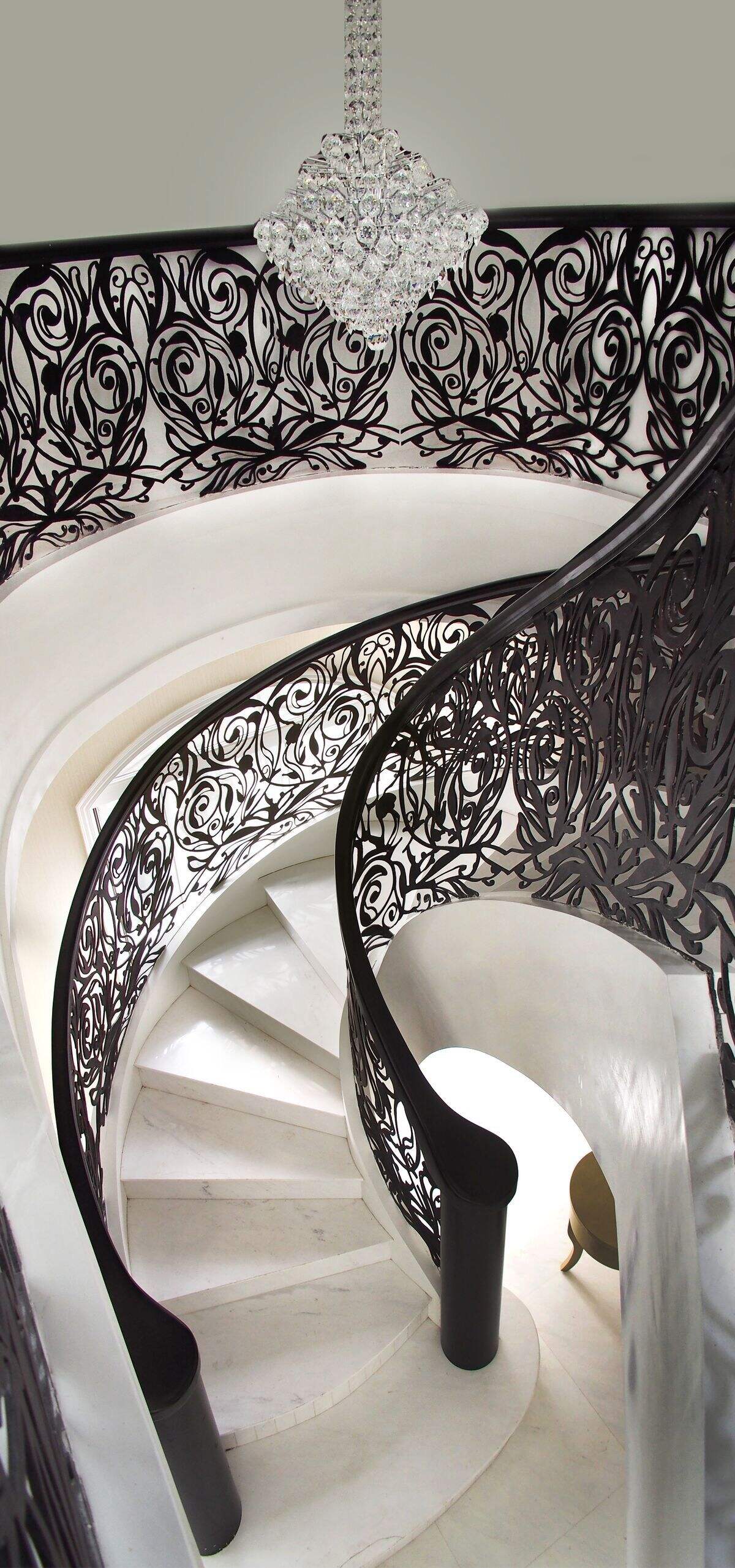 Luxuriant in Design Wrought Iron Railing Curved Staircase from Foshan Factory factory