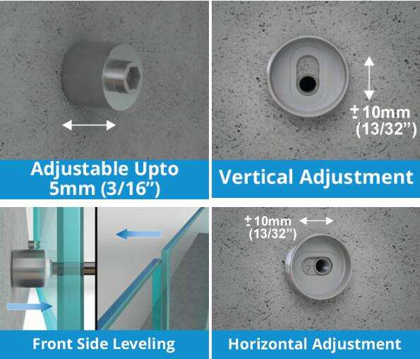 Home stair case balustrade S.S frameless stainless steel standoff glass railing indoor supplier