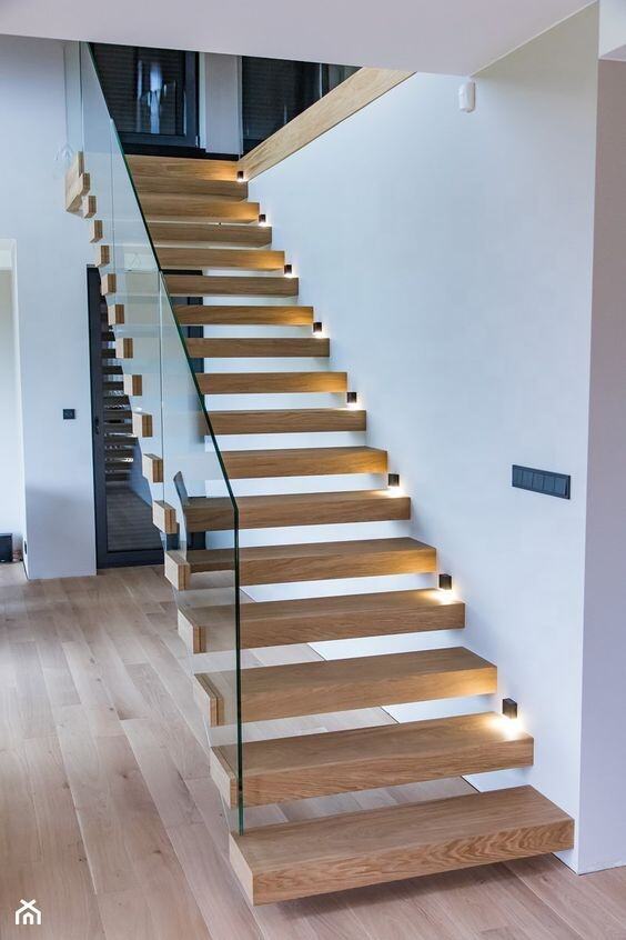 Open Wood Curved Staircase Design Glass Handrail Stainless Steel Railing Metal Contemporary Indoor Stairs details