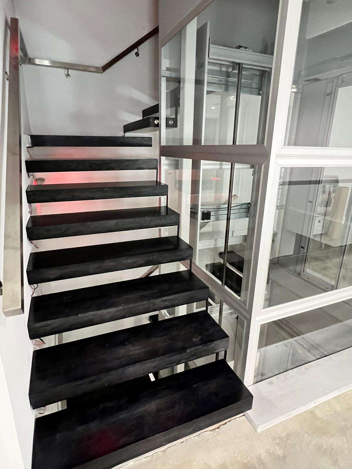 modern custom mono beam stairs glass led light mono stringer floating stairs white oak stair treads manufacture