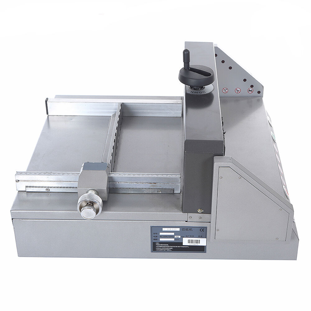 Professional quality cutting with a paper guillotine at your fingertips.
