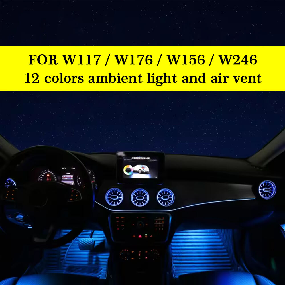 Mercedes-Benz W117 Car Interior Ambient Lighting with 12 Color Decor Atmosphere Light