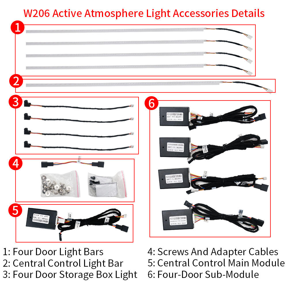 Mercedes-Benz New GLC X254 Active Ambient Light Led 64 Colors Atmosphere Lamp