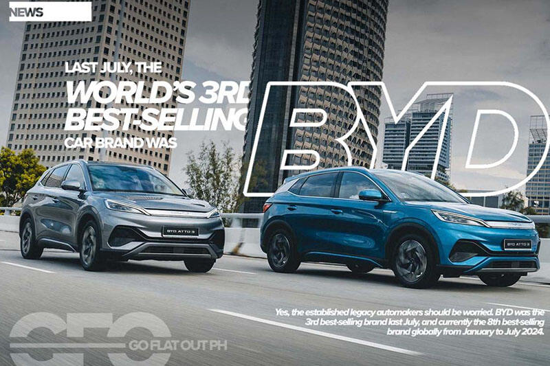 BYD was third best-selling brand in the world in July this year