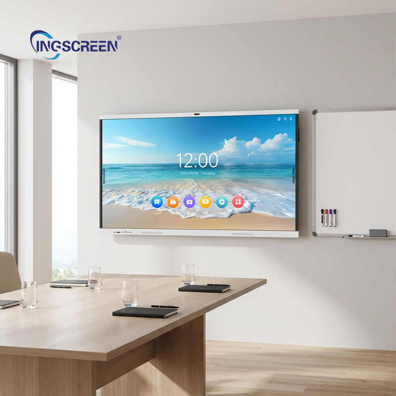 The smart interactive board supports wireless screen projection, multi-party labeling, and one-click saving, so that every discussion has results..jpg