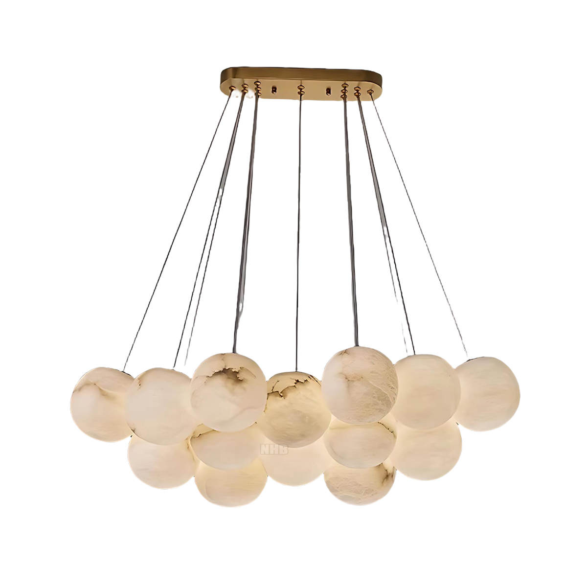 NHB-C306 Solid Brass Meets Snowflake Alabaster – Luxury in Minimalism