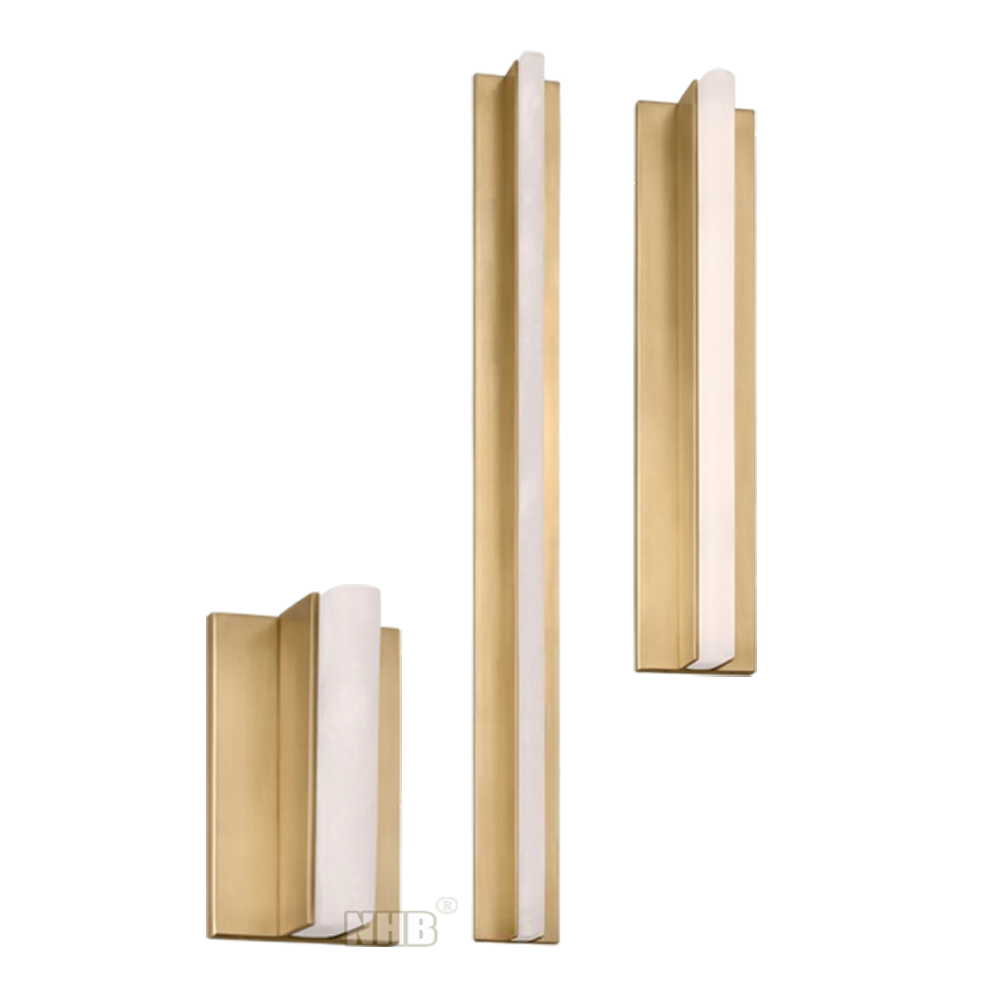 NHB-W166 Alabaster Wall Lights | Three Sizes, Elegant Copper Finish, Sculptural Design